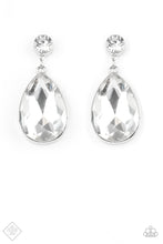 Load image into Gallery viewer, Debutante Dazzle Oversized White Rhinestone Teardrop-Shaped Earrings Paparazzi
