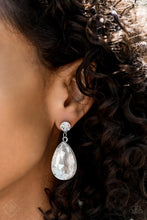Load image into Gallery viewer, Debutante Dazzle Oversized White Rhinestone Teardrop-Shaped Earrings Paparazzi
