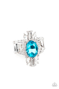 Paparazzi Icy Iron Blue Rhinestone Ring