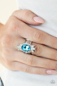 Paparazzi Icy Iron Blue Rhinestone Ring