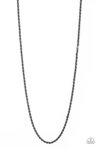 Paparazzi The Go To Guy Men's Gunmetal Black Rope Chain