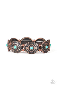 Paparazzi West Wishes Cooper and Turquoise Stretch Bracelet