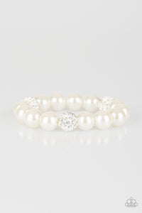 Cake Walk Pearl Bracelet with Rhinestone - Choose from Silver and White