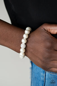 Cake Walk Pearl Bracelet with Rhinestone - Choose from Silver and White