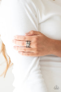 Paparazzi Head in the Stars Silver Ring with Hematite Rhinestones