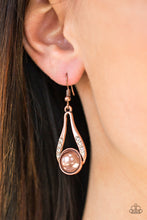Load image into Gallery viewer, Paparazzi Headliner Over Heals Cooper Tear-Shaped Earrings with a Cooper Pearl
