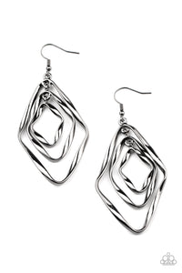 Retro Resplendence Gunmetal Black Earrings