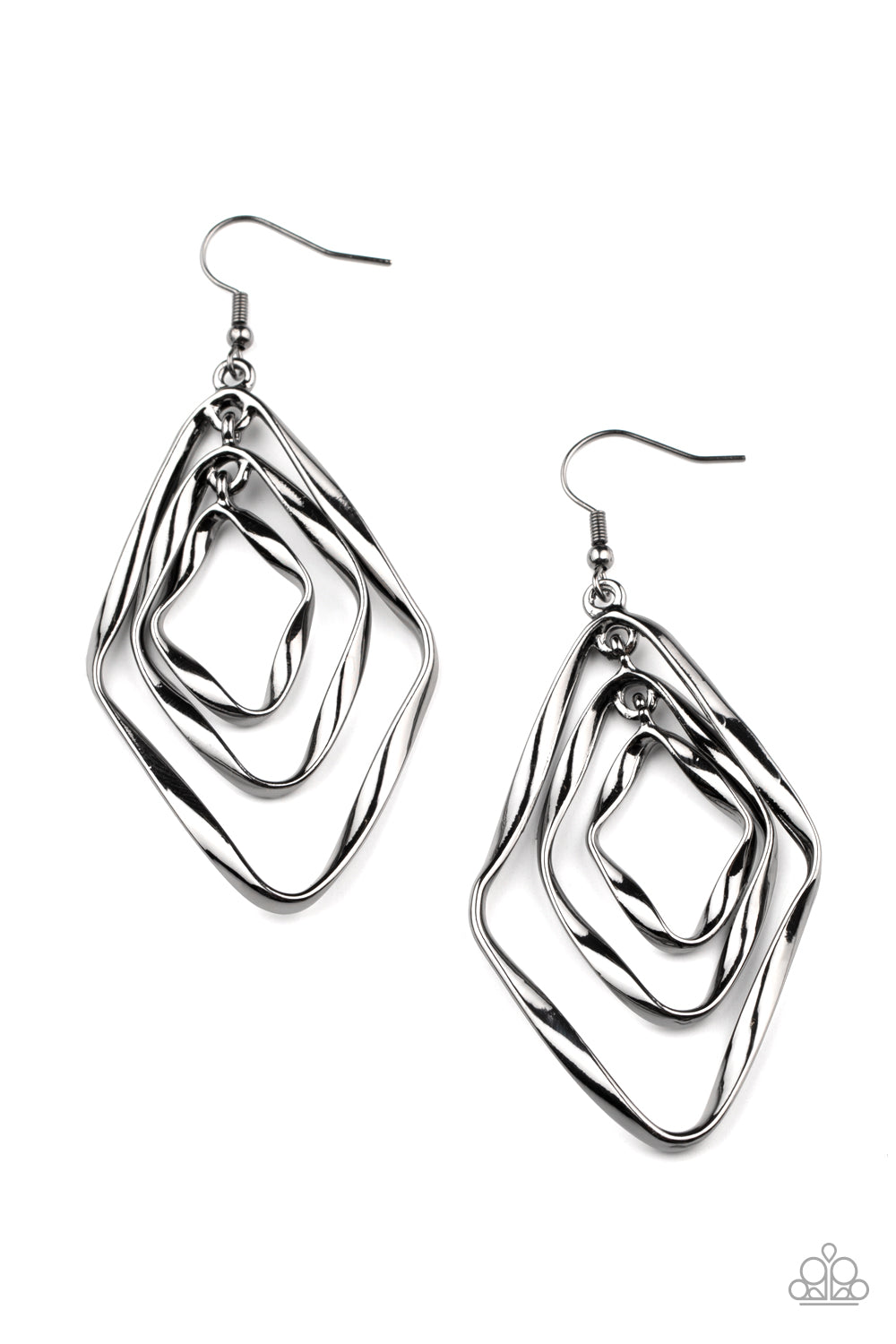 Retro Resplendence Gunmetal Black Earrings
