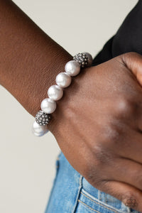 Cake Walk Pearl Bracelet with Rhinestone - Choose from Silver and White