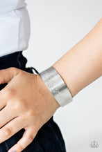 Load image into Gallery viewer, Paparazzi - Mixed Vibes - Wide Silver Cuff Bracelet
