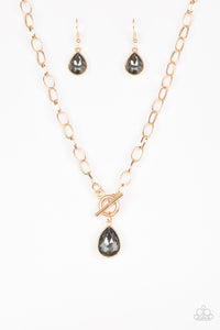 Paparazzi - So Sorority Multicolor Necklace - Gold Chain with Hematite Stone with Toggle Closure