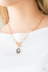 Paparazzi - So Sorority Multicolor Necklace - Gold Chain with Hematite Stone with Toggle Closure