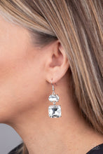 Load image into Gallery viewer, Paparazzi All ICE On Me White Oval and Square Rhinestone Earrings
