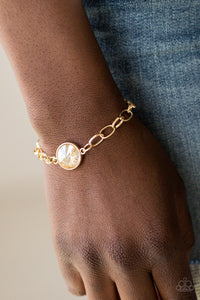 I Want It All Gold Rhinestone Necklace and All A Glitter Gold Toggle Bracelet - Jewelry Set 67