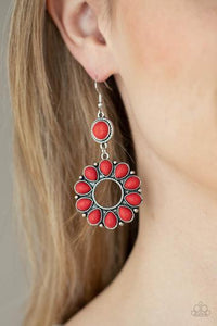 Paparazzi - Back At the Ranch - Red Stone Earrings Exclusive