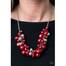 Load image into Gallery viewer, Battle of the Bombshell Red Necklace and Cupid Couture Red Bracelet - Jewelry Set 9
