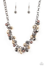 Load image into Gallery viewer, Building My Brand - Gunmetal Black Necklace with Black, Cooper, Gold, Silver Beads
