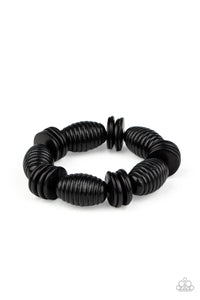 Paparazzi - Caribbean Castaway - Black Wood Bracelet