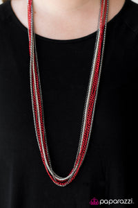 Colorful Calamity Red, Silver and Black Chain Necklace