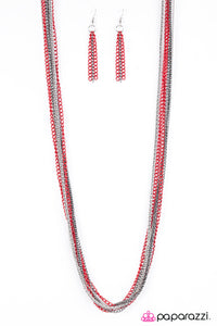 Colorful Calamity Red, Silver and Black Chain Necklace