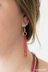 Colorful Calamity Red, Silver and Black Chain Necklace