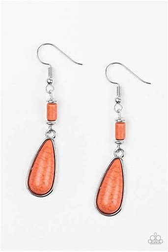 Paparazzi Courageous Canyon Orange Stone Earrings