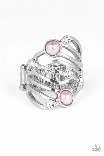 Paparazzi Dancing Diamond Pink Pearl and Rhinestone Ring