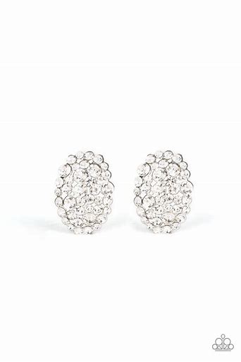 Daring Dazzle White Rhinestone Post Earrings Paparazzi