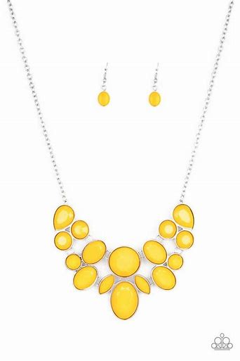 Demi Diva Yellow Necklace with Teardrop and Oval Shapes.