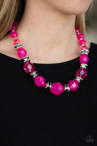 Dine and Dash Faceted Big Beads Necklace - Choose from Pink and Red