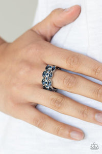 Distracting Demure Ring Navy Blue Marquise Style Rhinestone Setting