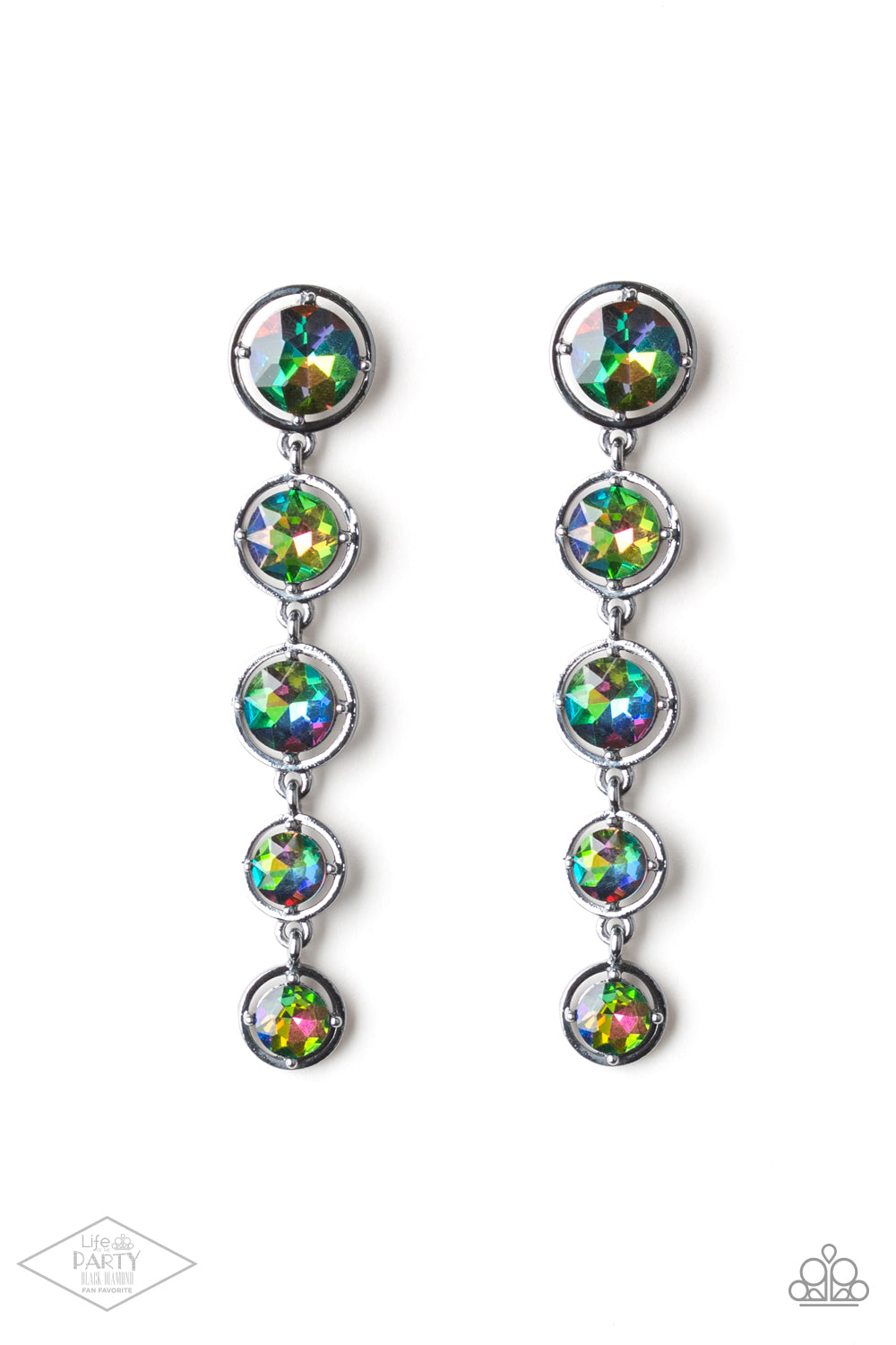 Paparazzi Dippin in Starlight Multicolor Oil Slick Post Earrings- Exclusive LOP Black Diamond 02-2021