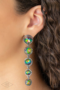 Paparazzi Dippin in Starlight Multicolor Oil Slick Post Earrings- Exclusive LOP Black Diamond 02-2021