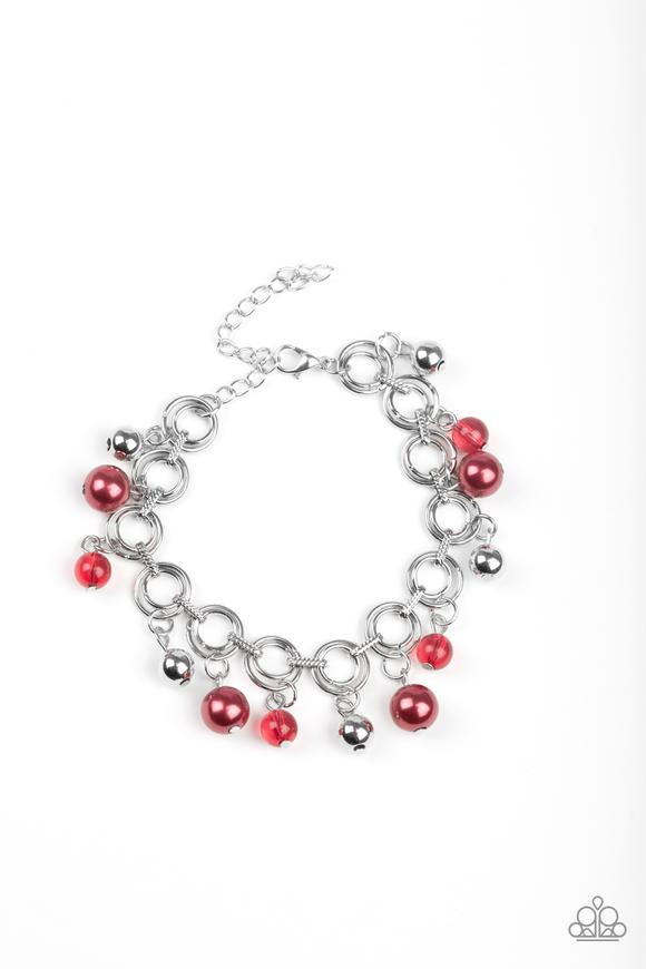 Paparazzi -  Fancy Fascination - Red Pearl Clasp Bracelet