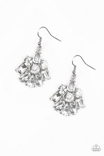 Paparazzi Fiercely Famous White Rhinestone Earrings
