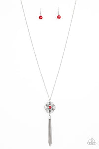 Fine Florals Long Red Necklace