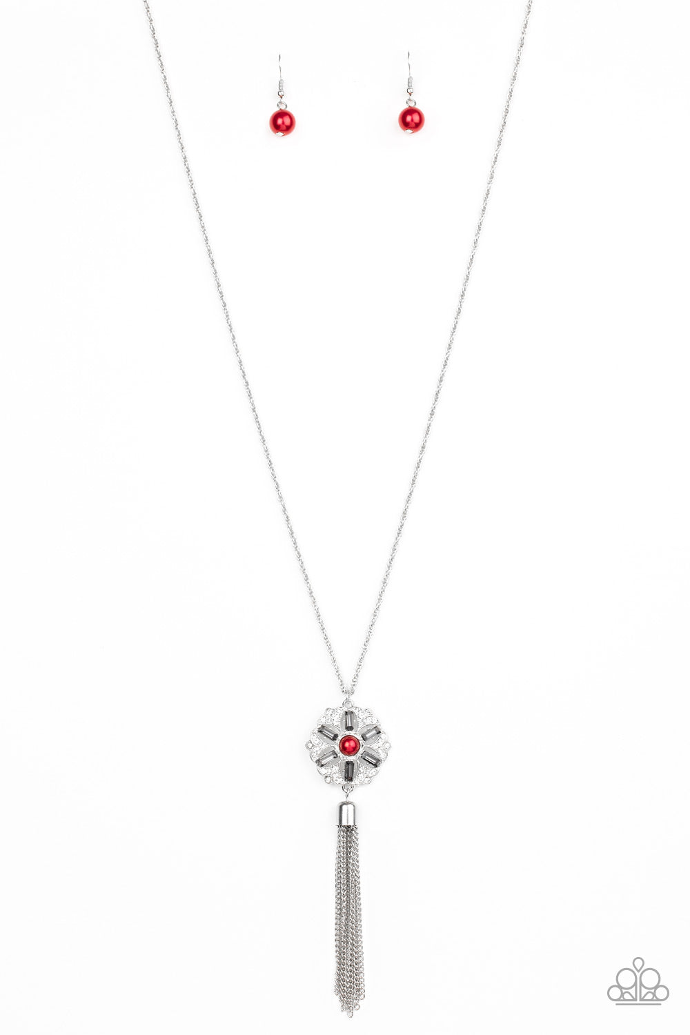 Fine Florals Long Red Necklace