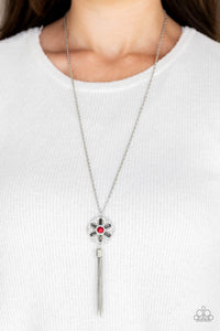 Fine Florals Long Red Necklace