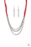 Paparazzi - Free Roamer Suede and Chain Necklace - Choose Blue, Red, Silver