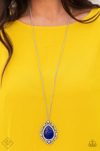 Fashion Fix Glimpses of Malibu - Frozen Gardens Long Blue Necklace - Nov 2020