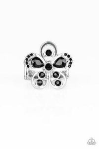 Paparazzi Gardens of Grandeur Black Flower Ring