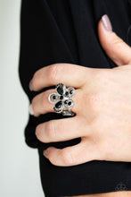 Load image into Gallery viewer, Paparazzi Gardens of Grandeur Black Flower Ring
