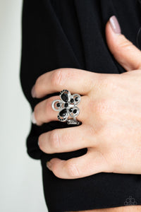 Paparazzi Gardens of Grandeur Black Flower Ring