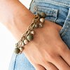 Load image into Gallery viewer, The Grit Crowd Necklace with Grit and Glamour Bracelet in Green and Brass - Jewelry Set 16
