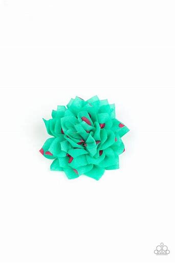 Hair Accessories - Green Polka Perfection - Hair Clip with Pink Polka Dots