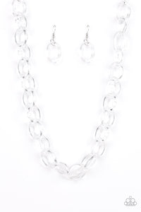 Ice Queen White Clear Acrylic Necklace and Ice Ice Baby Clear Acrylic Bracelet - Jewelry Set 51