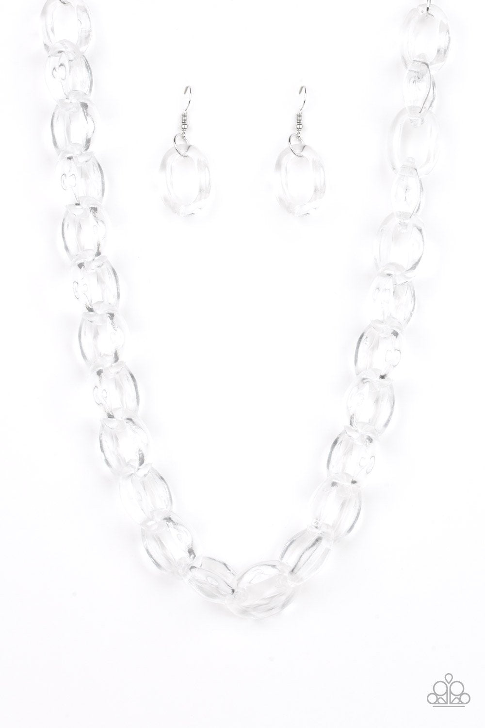Ice Queen White Clear Acrylic Necklace and Ice Ice Baby Clear Acrylic Bracelet - Jewelry Set 51