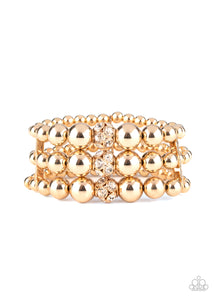 Icing On the Top - Gold Bead Stretchy Bracelet