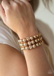 Icing On the Top - Gold Bead Stretchy Bracelet