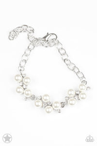 Blockbuster I Do White Pearl and Rhinestone Clasp Bracelet